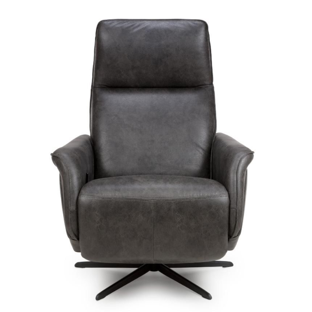 Vistara Leather Swivel Recliner Chair in Dark Grey