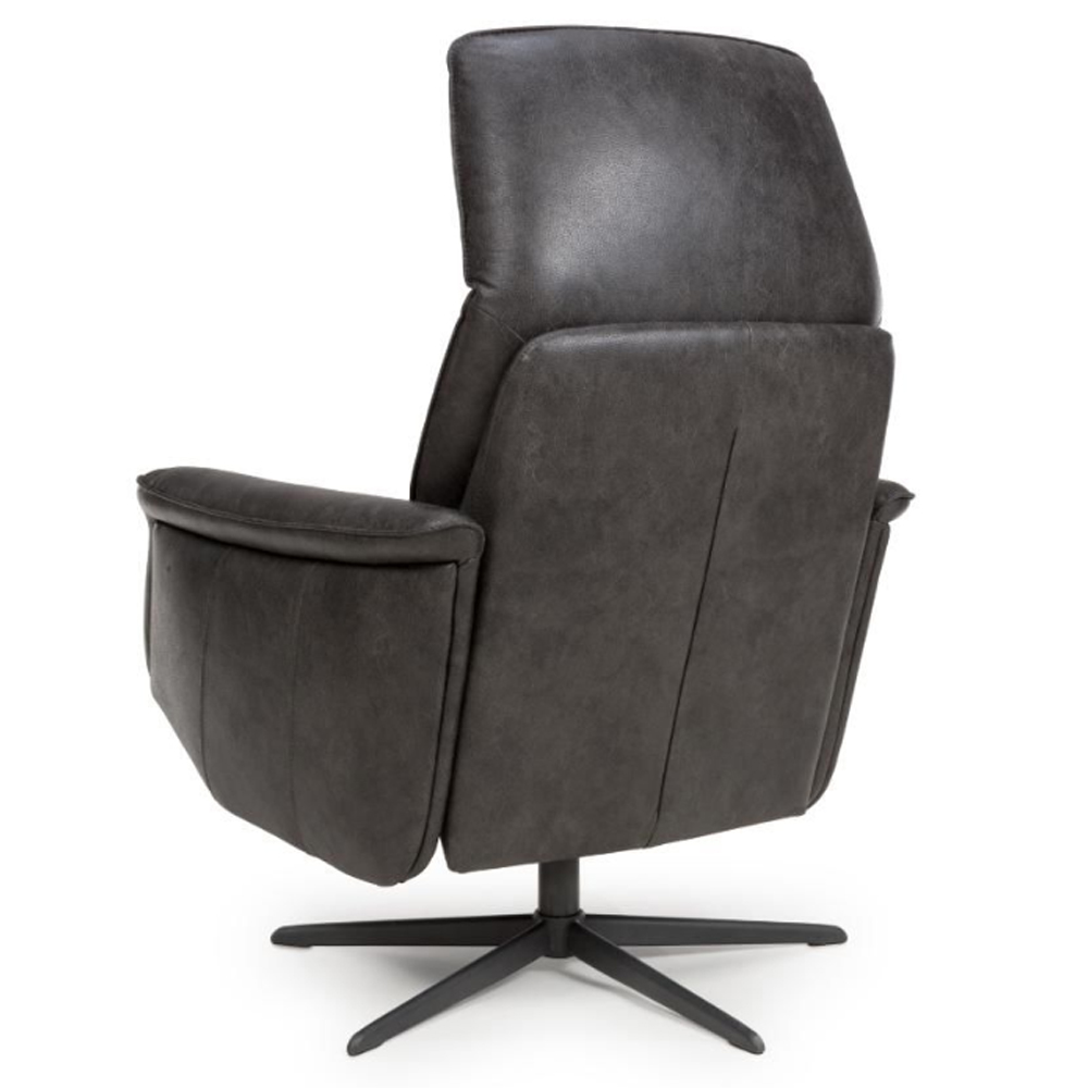 Vistara Leather Swivel Recliner Chair in Dark Grey