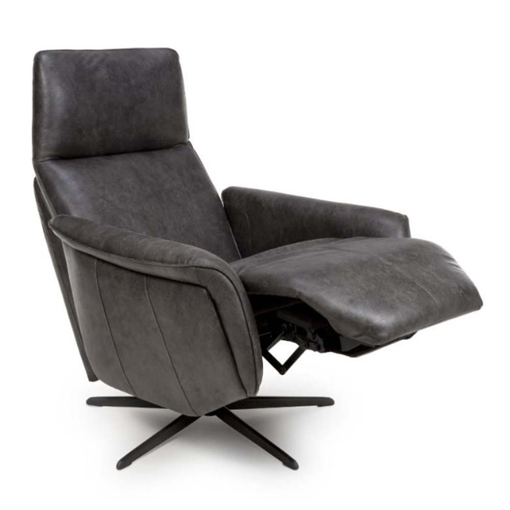 Vistara Leather Swivel Recliner Chair in Dark Grey
