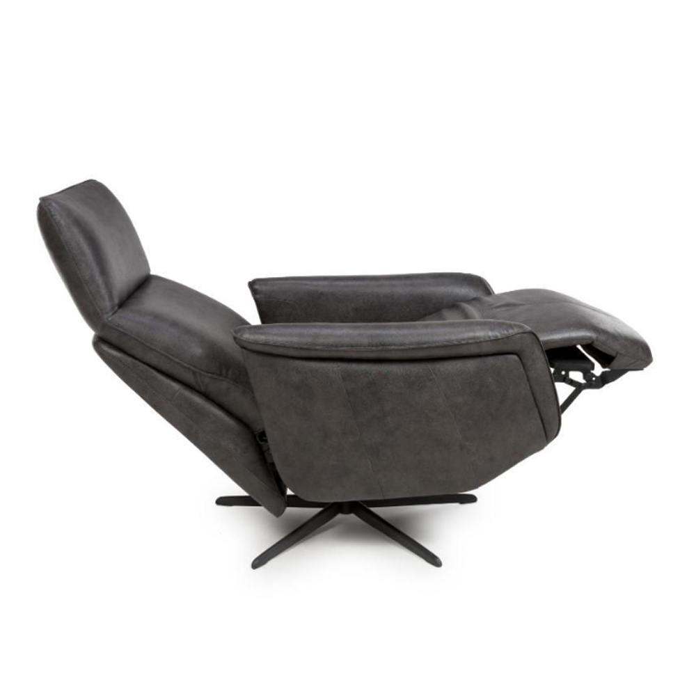 Vistara Leather Swivel Recliner Chair in Dark Grey