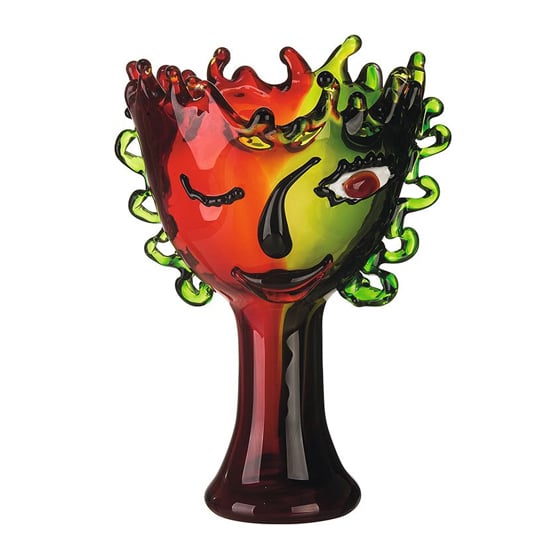 Visual Glass Decorative Bowl In Green And Red