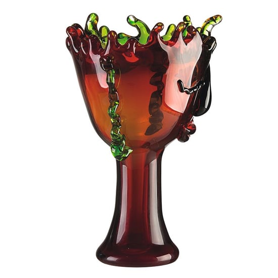 Visual Glass Decorative Bowl In Green And Red