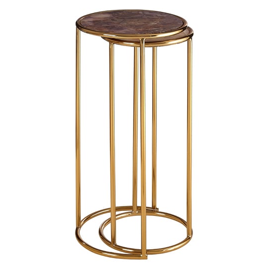 Product photograph of Sauna Amethyst Nest Of 2 Tables With Gold Steel Frame from Furniture in Fashion