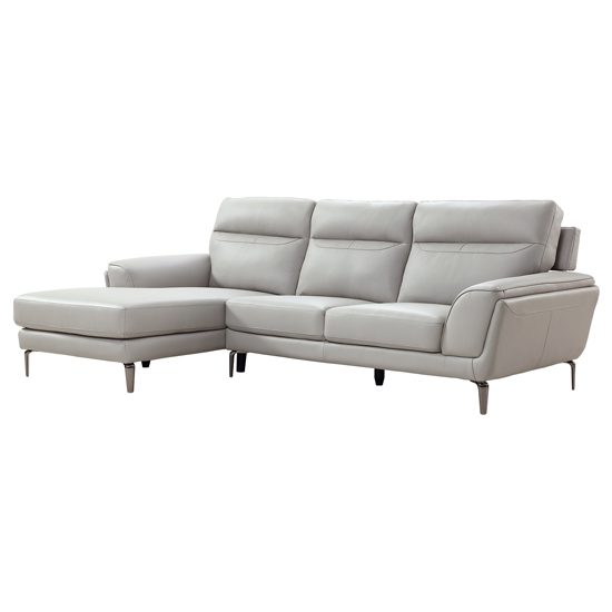 Vitalia Corner Left Handed Leather Sofa Bed In Light Grey Sale