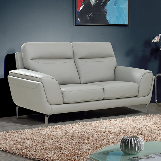 Vitelli Leather 2 Seater Sofa In Light Grey Furniture in Fashion