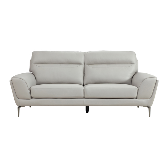Vitalia Fixed Leather 3 Seater Sofa In Light Grey_2