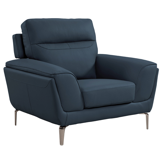 Product photograph of Vitelli Leather 1 Seater Sofa In Indigo Blue from Furniture in Fashion