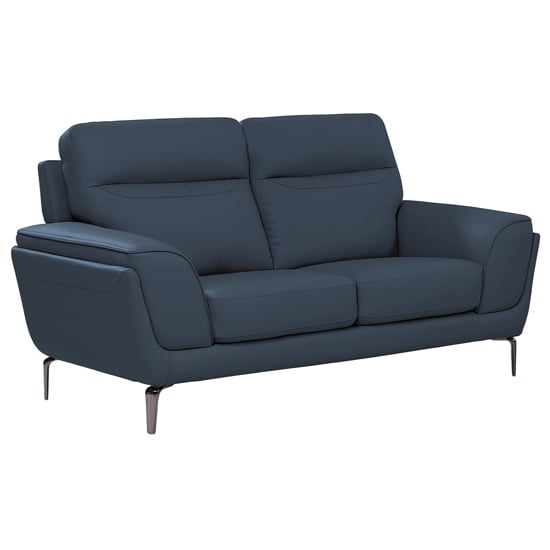 Vitelli Leather 2 Seater Sofa In Indigo Blue