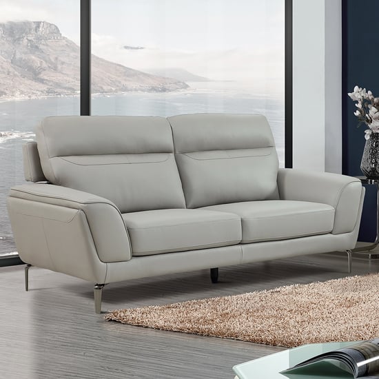 Vitelli Leather 2 Seater Sofa In Light Grey