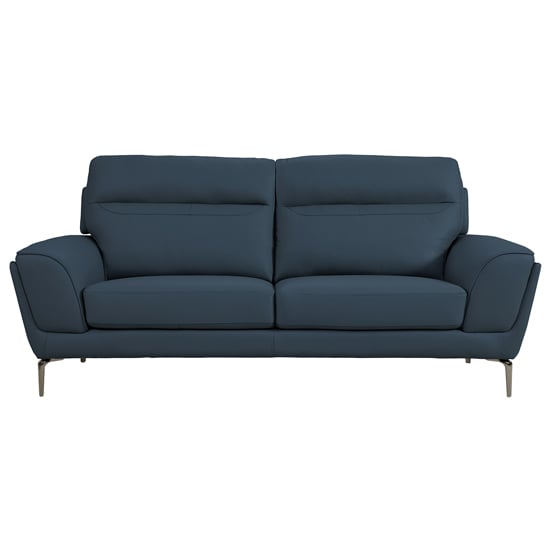 Vitelli Leather 3 Seater Sofa In Indigo Blue