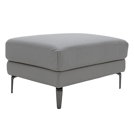 Product photograph of Vitelli Leather Footstool In Light Grey from Furniture in Fashion