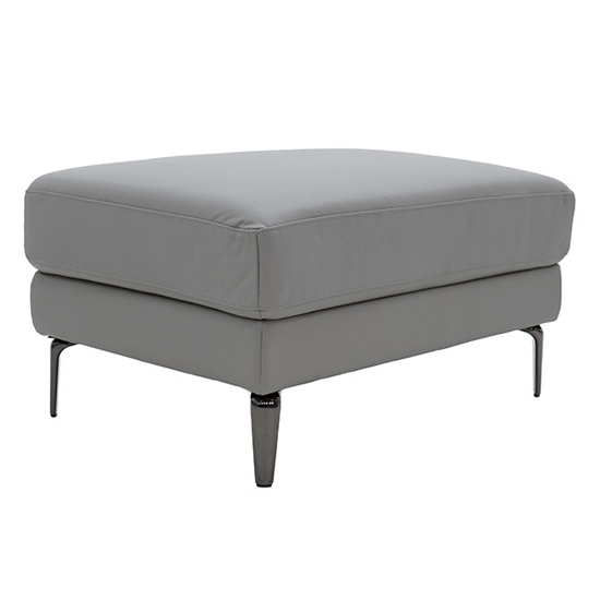Vitelli Leather Footstool In Light Grey Furniture in Fashion