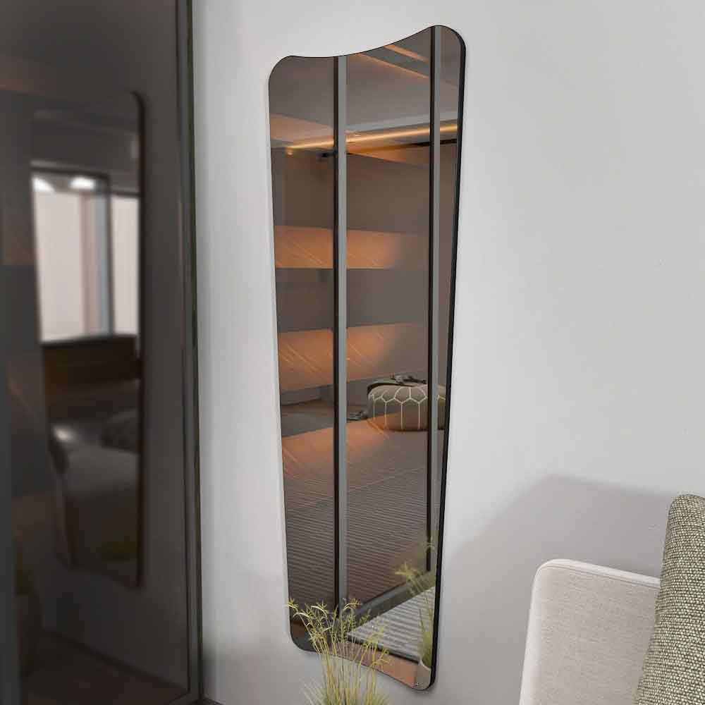 Vitros Glass Wall Mirror with Black Wooden Frame