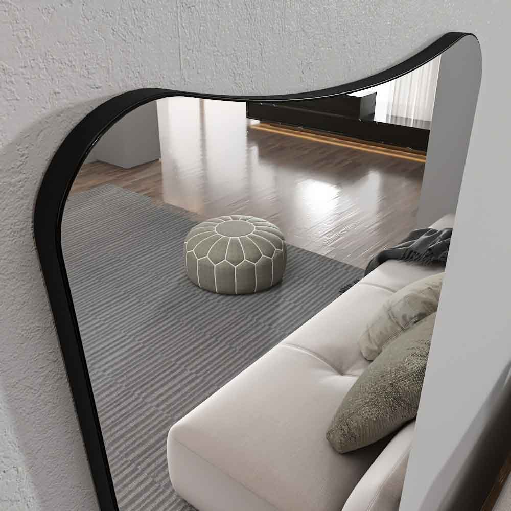 Vitros Glass Wall Mirror with Black Wooden Frame