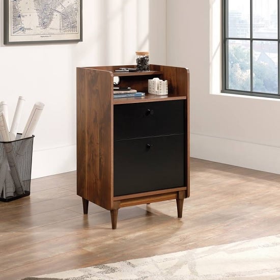 Photo of Vittoria storage stand in walnut and black with 2 drawers