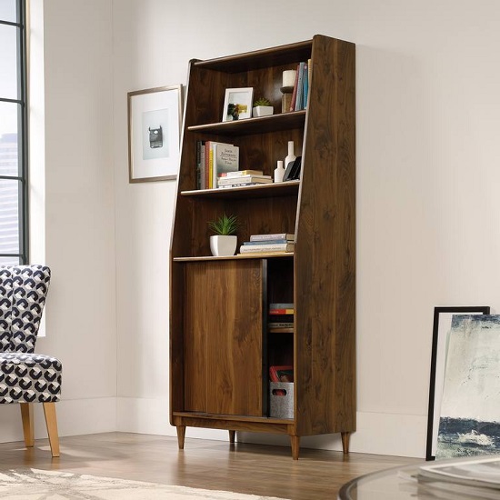 Hamlet Wooden Bookcase With Sliding Door In Walnut