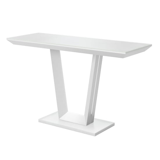 Read more about Vioti glass and wooden console table in matt white