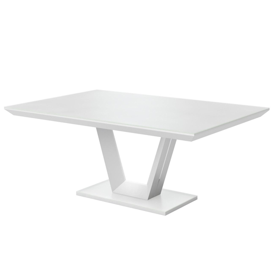 Vioti Glass And Wooden Dining Table In Matt White