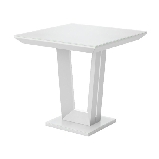 Photo of Vioti glass and wooden side table in matt white