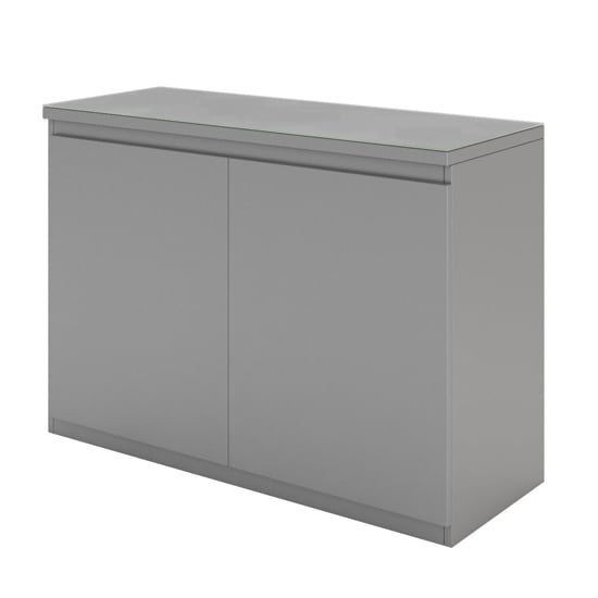 Read more about Vioti glass and wooden sideboard in matt grey with 2 doors