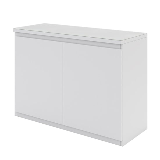 Read more about Vioti glass and wooden sideboard in matt white with 2 doors