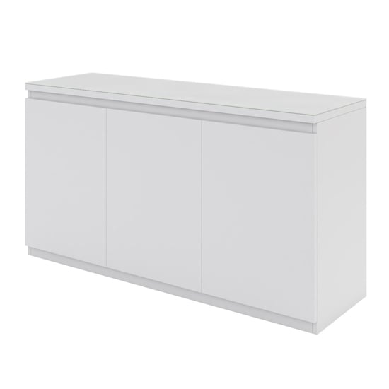 Read more about Vioti glass and wooden sideboard in matt white with 3 doors