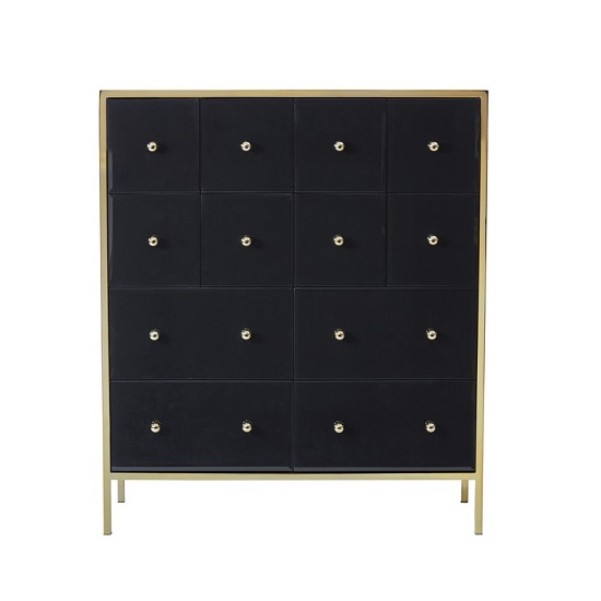 Vivian Glass Merchant Chest Of Drawers In Black And Gold_2