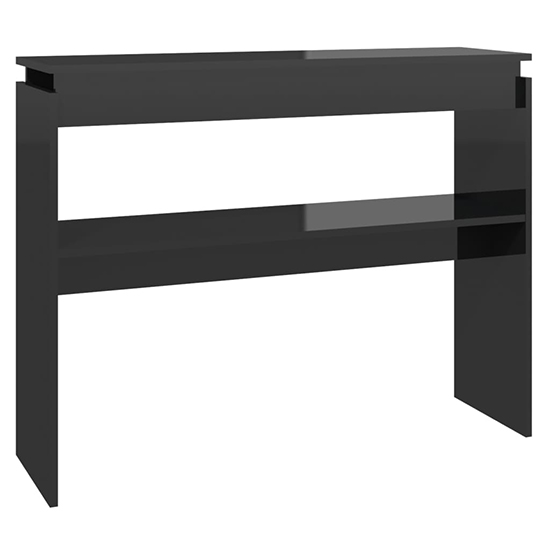 Vivica High Gloss Console Table With Undershelf In Black_2
