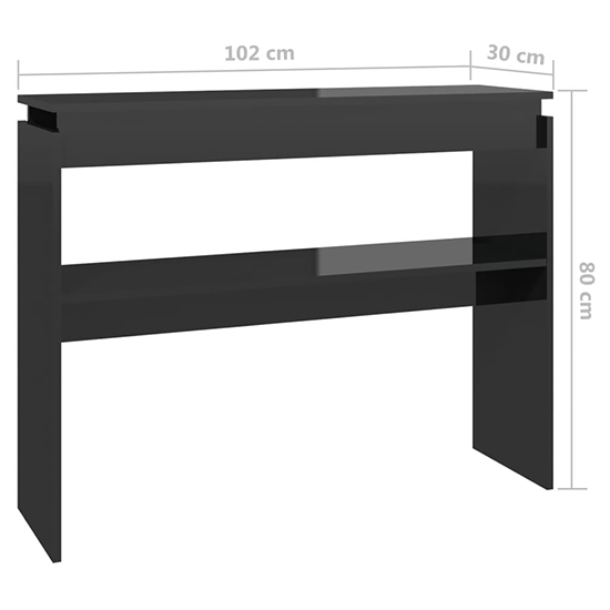 Vivica High Gloss Console Table With Undershelf In Black_4