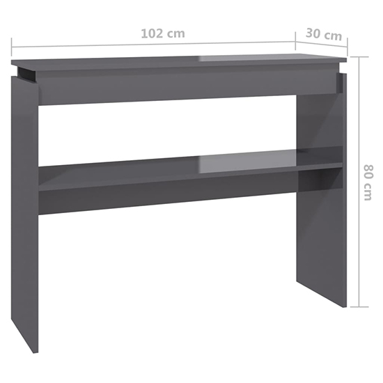 Vivica High Gloss Console Table With Undershelf In Grey_4