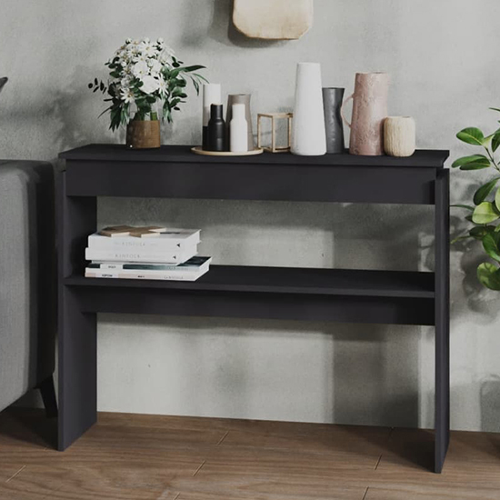 Vivica Wooden Console Table With Undershelf In Grey