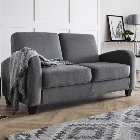 Read more about Varali chenille fabric fold out sofa bed in dusk grey