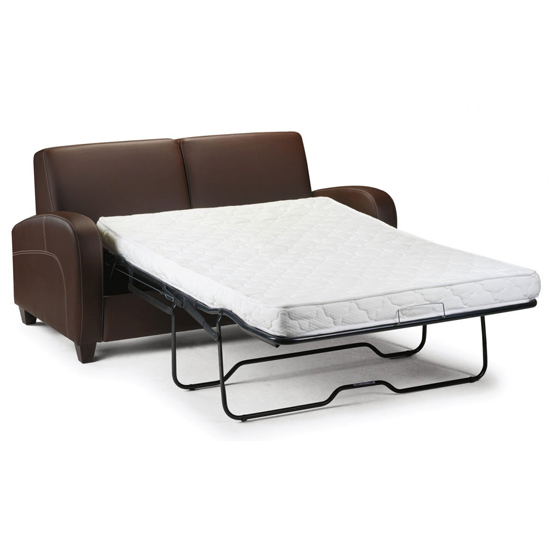 Varali Faux Leather Fold Out Sofa Bed In Chestnut Furniture in Fashion