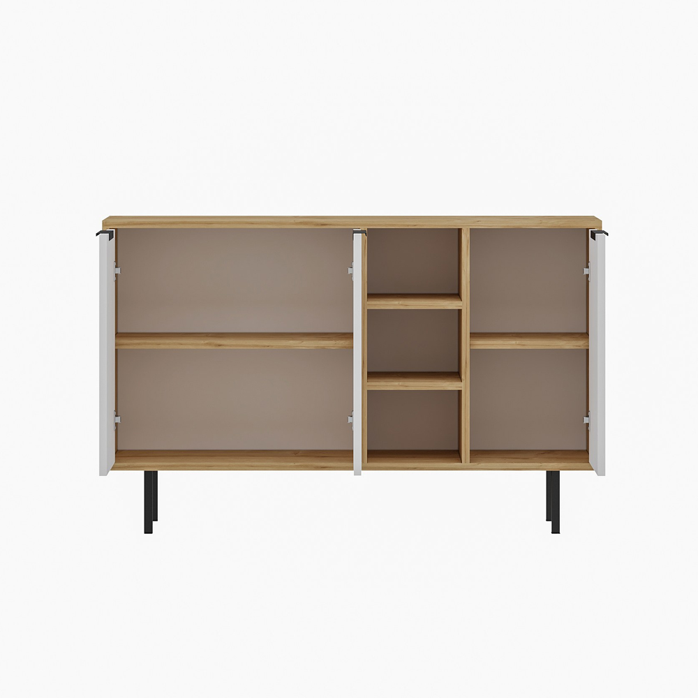 Viyana Wooden Sideboard with 3 Doors in Sapphire Oak and White