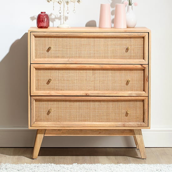Product photograph of Vlore Wooden Chest Of 3 Drawers In Natural from Furniture in Fashion