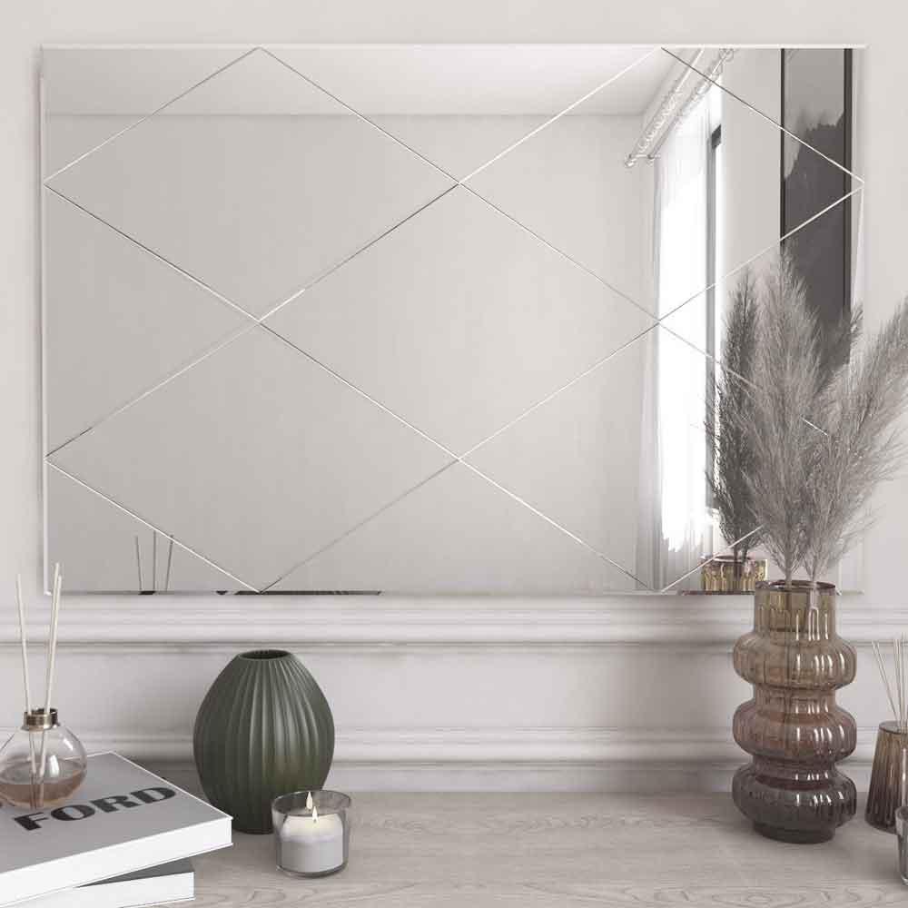 Vocal Glass Wall Mirror with White Wooden Frame
