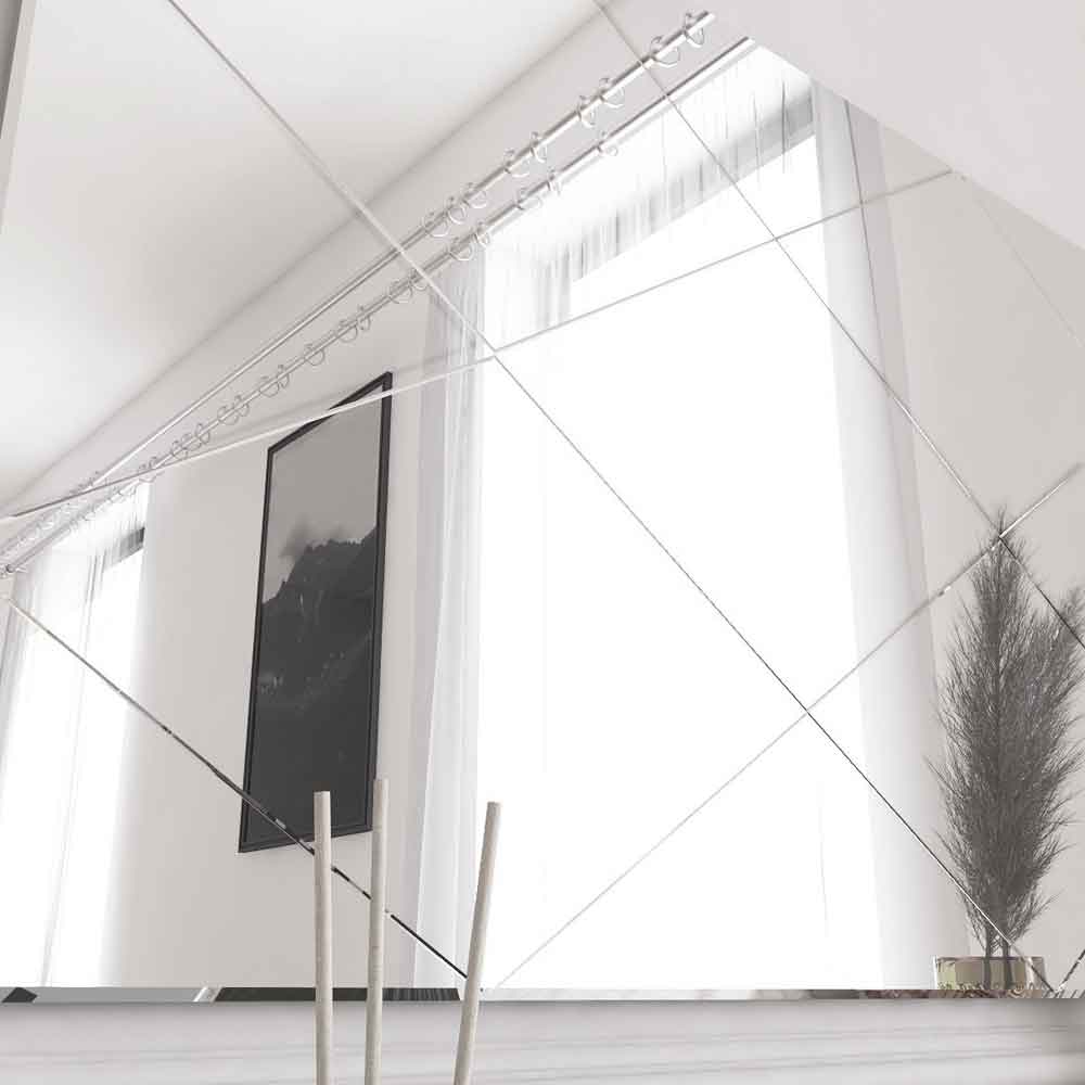 Vocal Glass Wall Mirror with White Wooden Frame