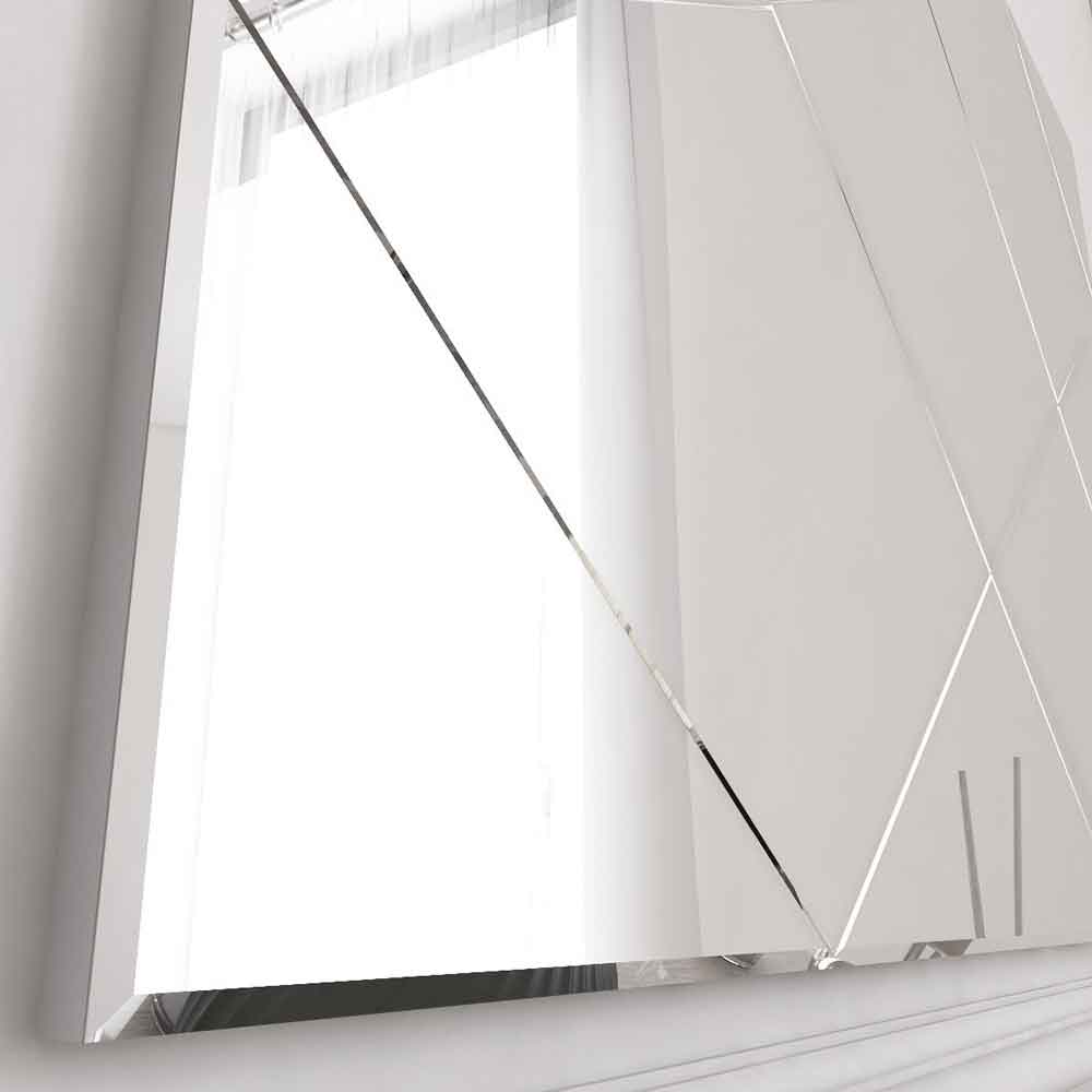 Vocal Glass Wall Mirror with White Wooden Frame