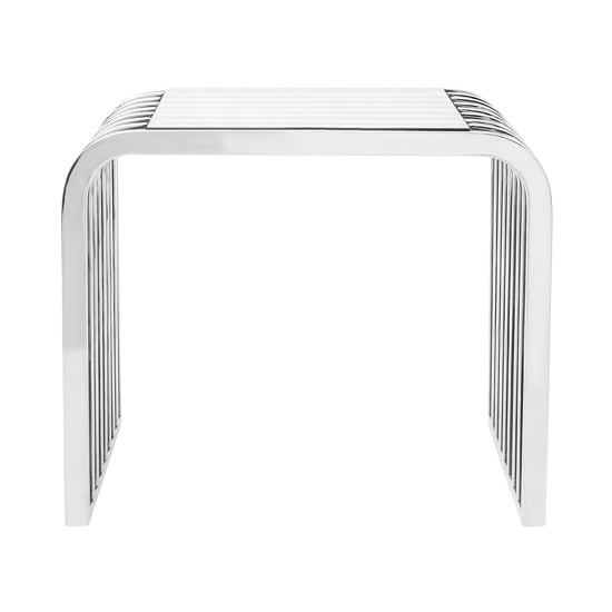 Sceptrum Slatted End Table In Silver