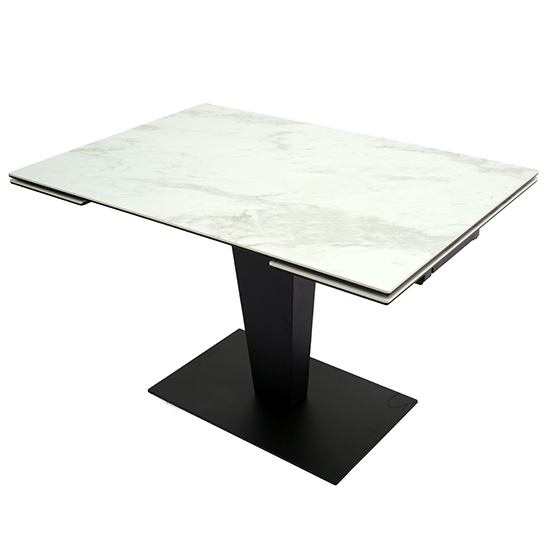 Volos Extending Ceramic Marble Dining Table In White_4