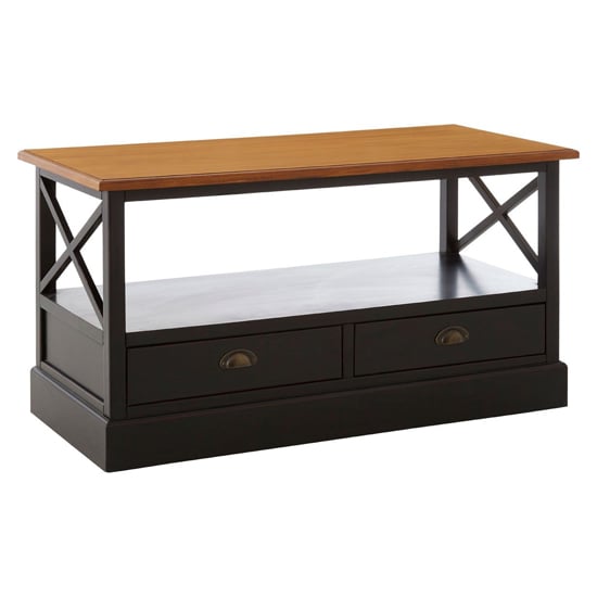 Photo of Vorgo wooden coffee table with 2 drawers in black