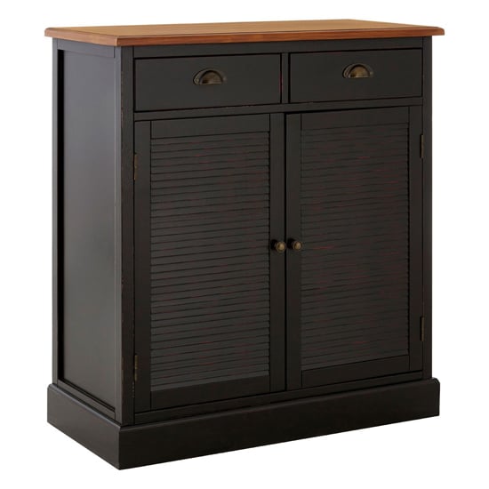 Photo of Vorgo wooden sideboard with 2 doors and 10 drawers in black