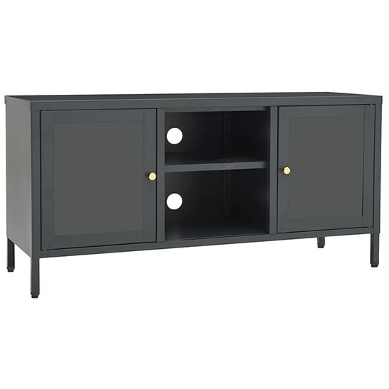 Voss Steel TV Stand With 2 Doors In Anthracite