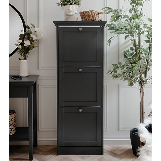 Product photograph of Votex Wooden Shoe Storage Cabinet With 3 Doors In Anthracite from Furniture in Fashion