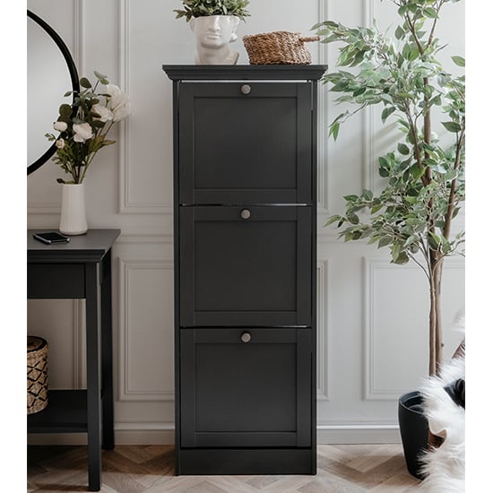 Votex Wooden Shoe Storage Cabinet With 3 Doors In Anthracite