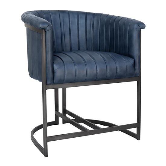 Product photograph of Votkinsk Faux Leather Lounge Chair Blue With Black Legs from Furniture in Fashion