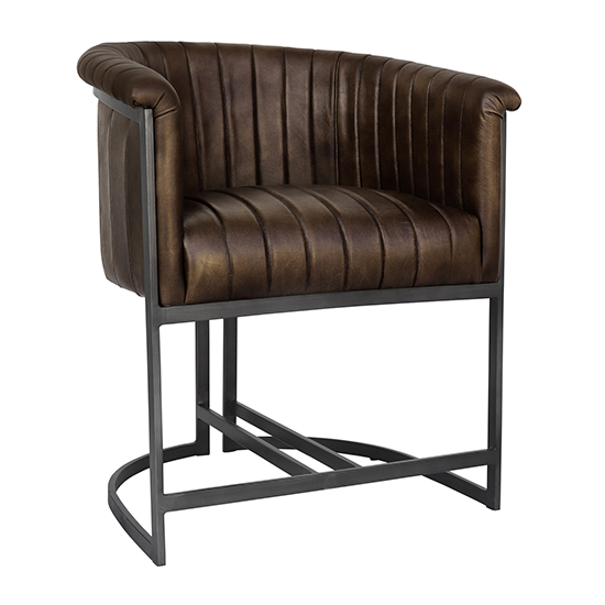 Product photograph of Votkinsk Faux Leather Lounge Chair Brown With Black Legs from Furniture in Fashion