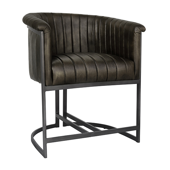 Product photograph of Votkinsk Faux Leather Lounge Chair Dark Grey With Black Legs from Furniture in Fashion