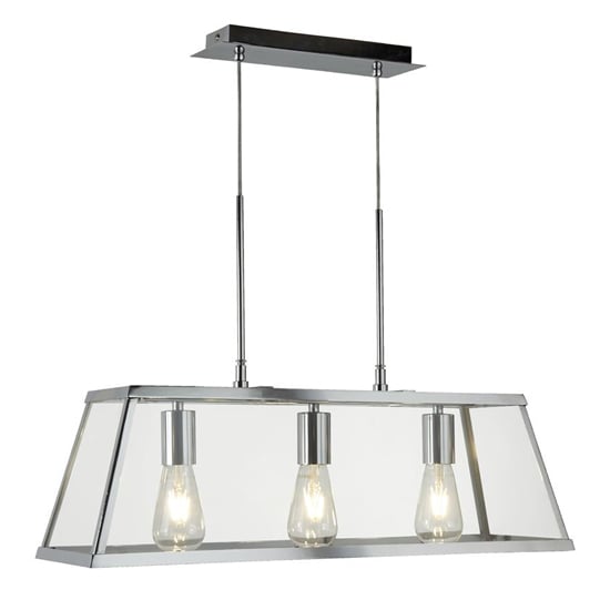 Product photograph of Voyager 3 Lights Clear Glass Bar Pendant Light In Chrome from Furniture in Fashion