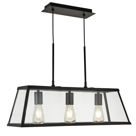 Read more about Voyager 3 lights clear glass bar pendant light in matt black
